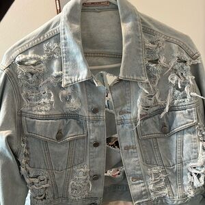 GUESS Ripped Jean Jacket Vintage